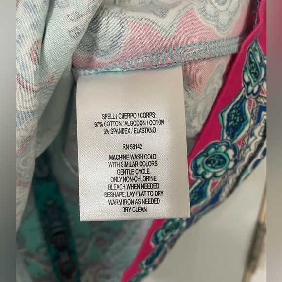 Maggy London Medallion Print Cotton Dress geometric Paisley Colorful Aqua Size 8 - Picture 5 of 8